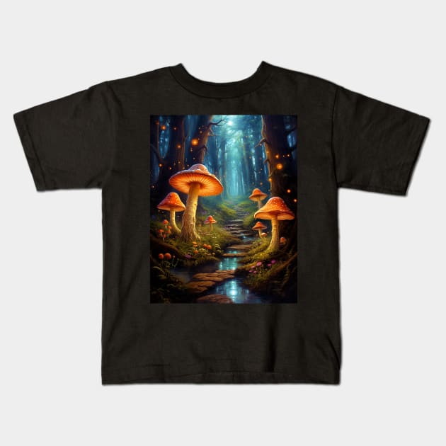 Magical Mushroom Enchanted Forest Kids T-Shirt by MyMagicalPlace